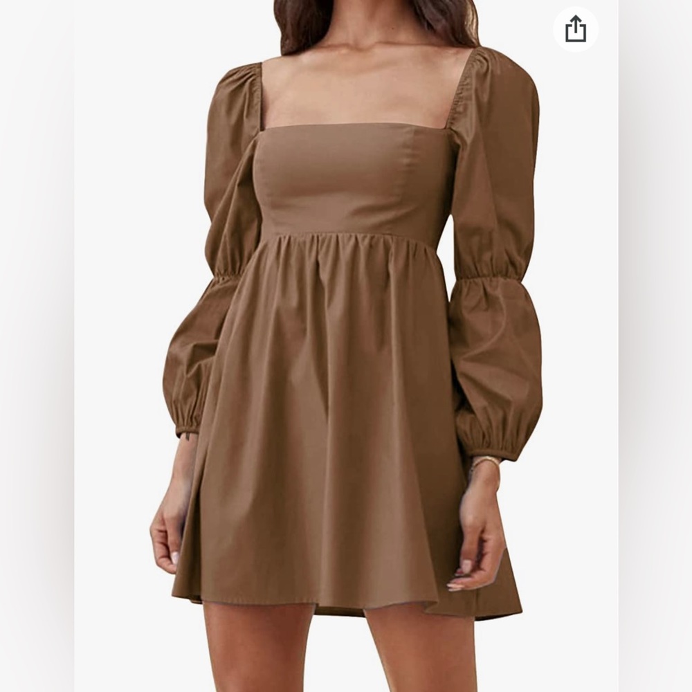 EXLURA Womens Square Neck Dress